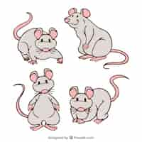 Vecteur gratuit collection de souris dessinés à la main