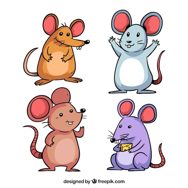 Vecteur gratuit collection de souris dessinés à la main