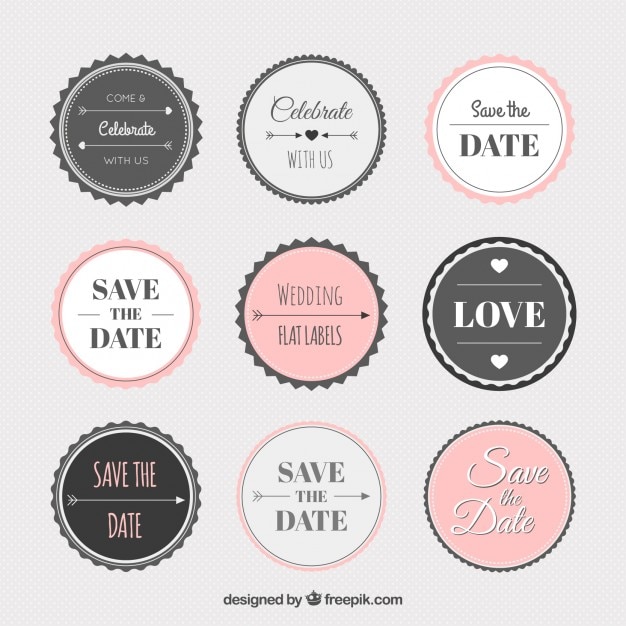 Vecteur gratuit collection de stickers de mariage vintage