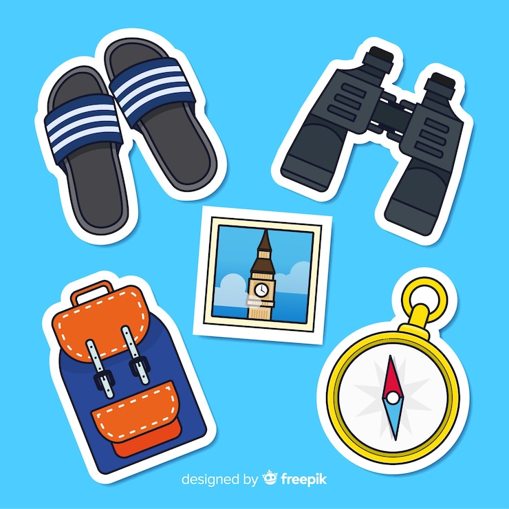 Vecteur gratuit collection de stickers pour éléments de voyage