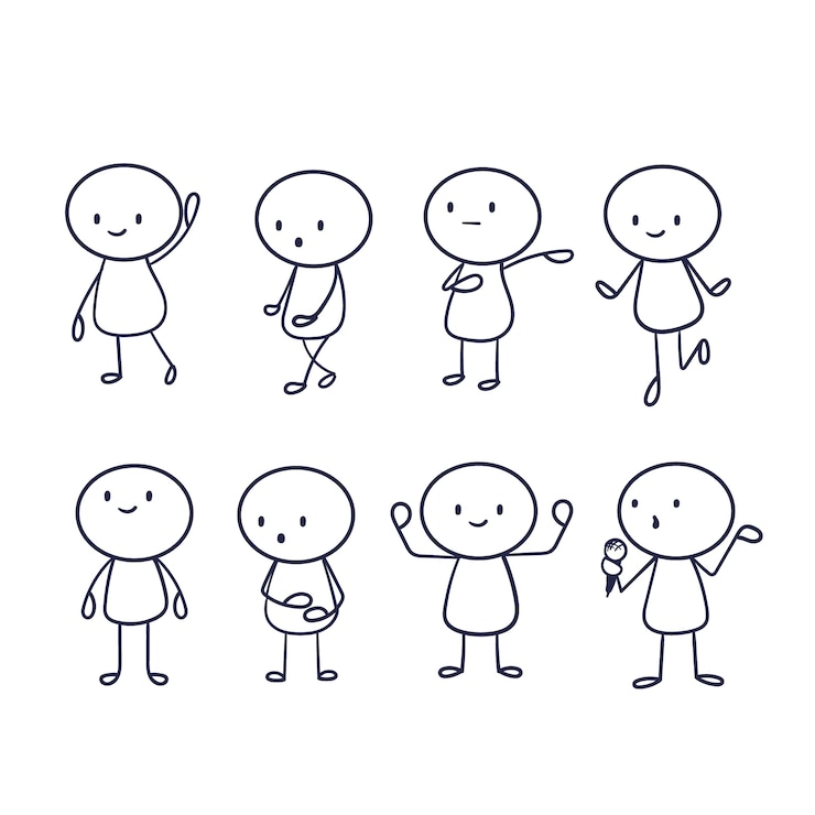 Vecteur gratuit collection de stickman dessinés à la main