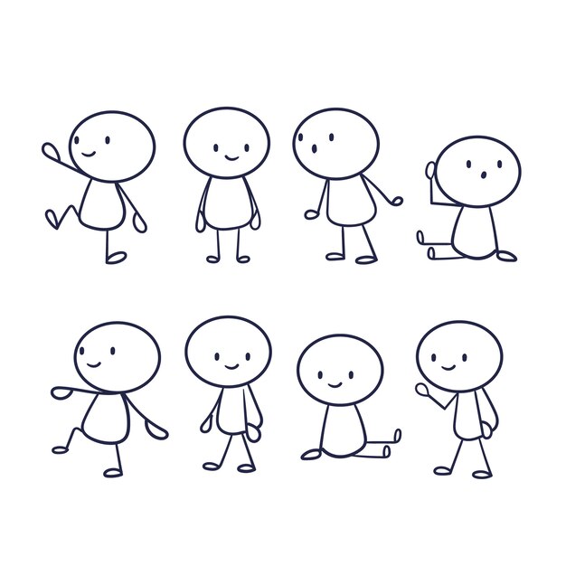 Collection de stickman dessinés à la main