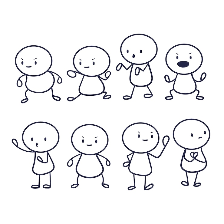 Vecteur gratuit collection de stickman dessinés à la main