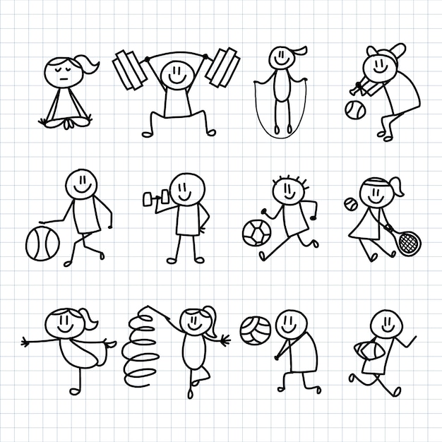 Collection De Stickman Dessinés à La Main