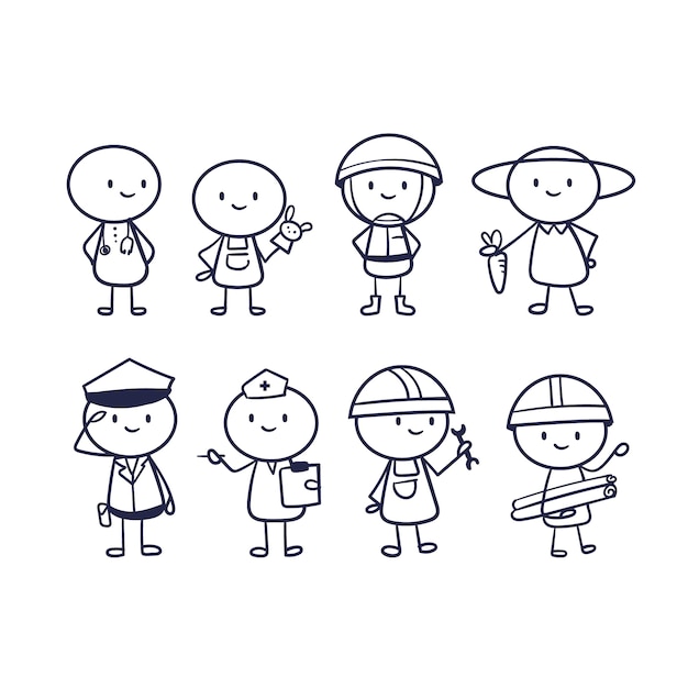 Collection de stickman dessinés à la main