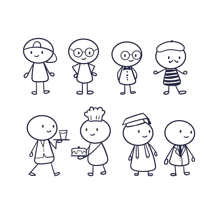 Vecteur gratuit collection de stickman dessinés à la main