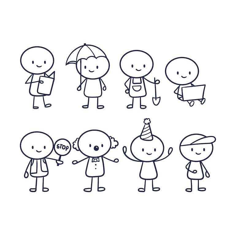 Vecteur gratuit collection de stickman dessinés à la main