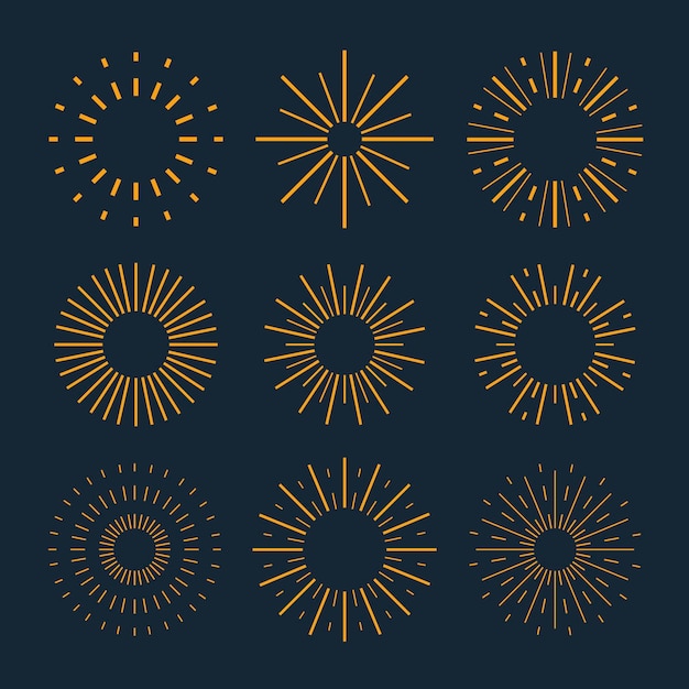 Collection de sunburst de design plat linéaire