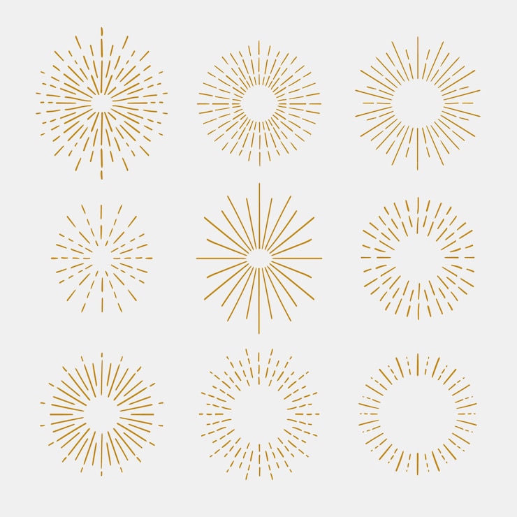 Vecteur gratuit collection de sunburst dessinés à la main