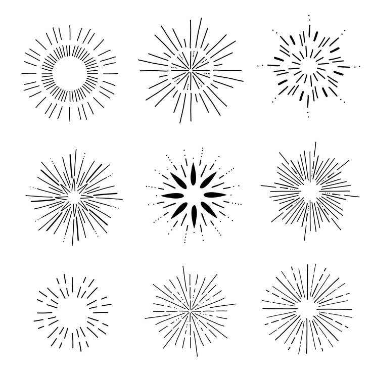 Vecteur gratuit collection de sunburst de style dessiné à la main