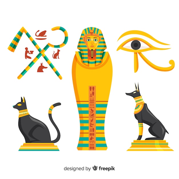 Vecteur gratuit collection de symboles égyptien antique avec design plat
