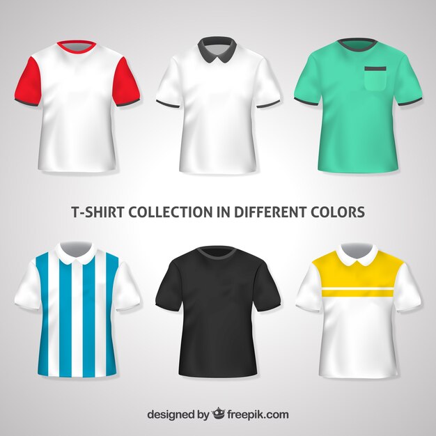 Collection de t-shirts 2d en différentes couleurs