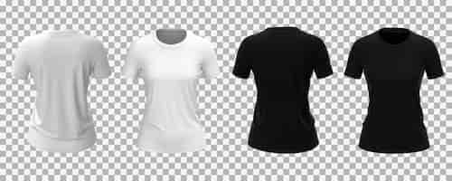 Vecteur gratuit collection de t-shirts blancs et noirs pour femmes