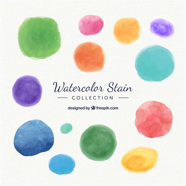 Collection de taches d'aquarelle dans différentes couleurs