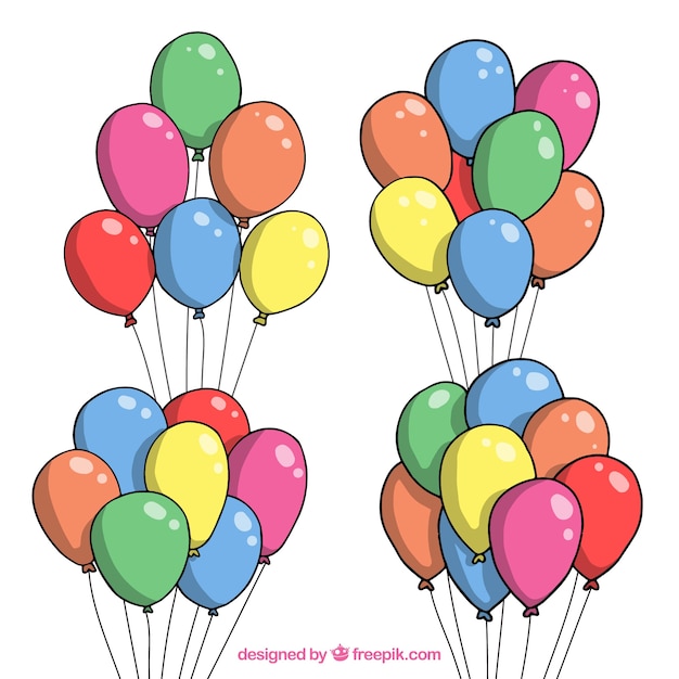 Vecteur gratuit collection de tas de ballons colorés dans le style 2d