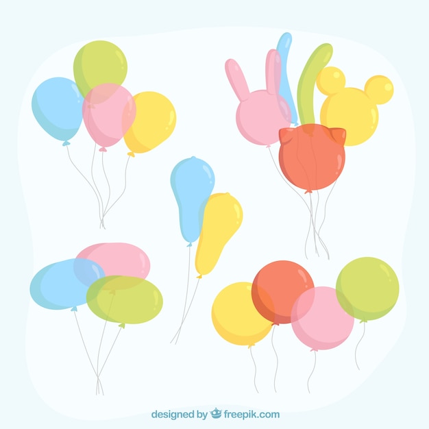 Vecteur gratuit collection de tas de ballons colorés dans le style 2d