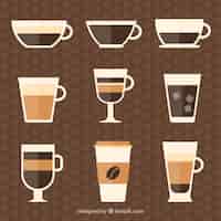 Vecteur gratuit collection de tasses à café plates