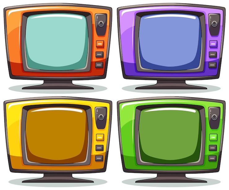 Vecteur gratuit une collection de téléviseurs rétro colorés