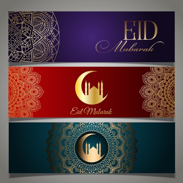 Vecteur gratuit collection des en-têtes eid mubarak