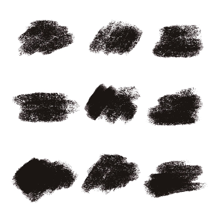 Vecteur gratuit collection de textures de trait de brosse noire
