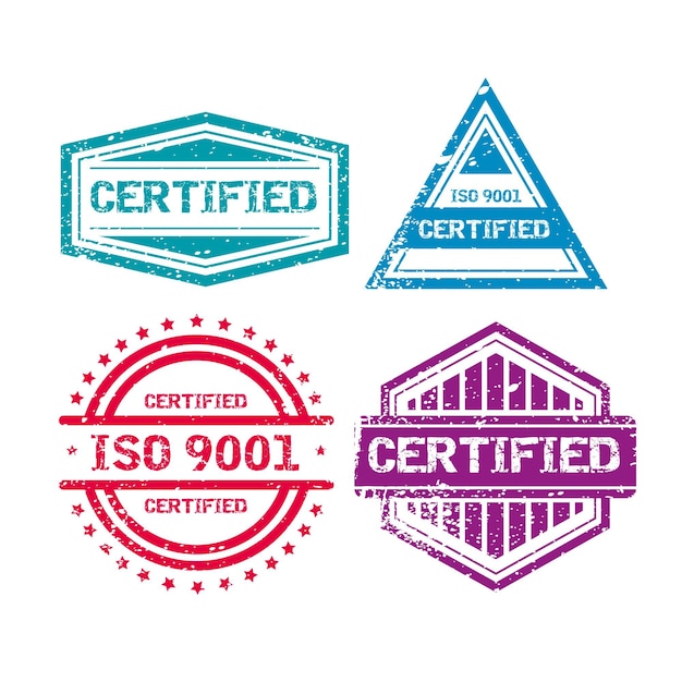 Vecteur gratuit collection de timbres de certification iso