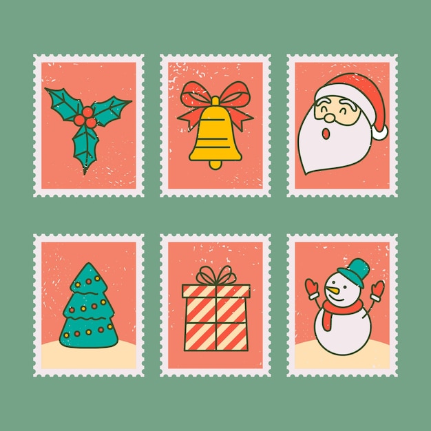 Collection De Timbres De Noël Vintage