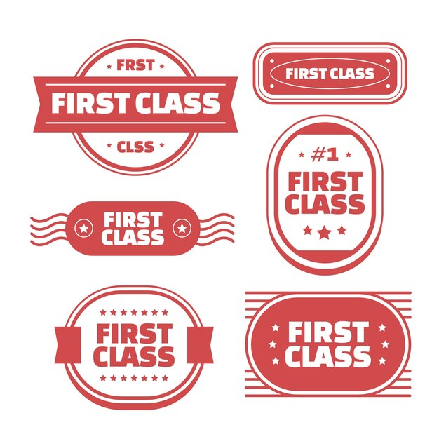 Vecteur gratuit collection de timbres de première classe design plat