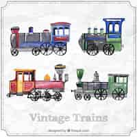 Vecteur gratuit collection de trains anciens