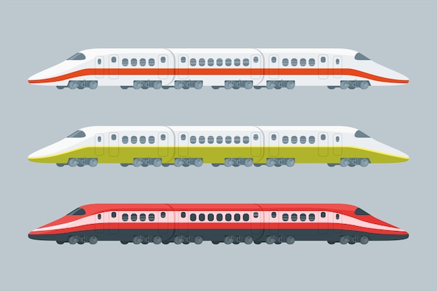 Collection de trains à grande vitesse modernes et plats