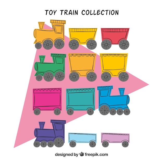 Collection De Trains De Jouets En Conception Plate