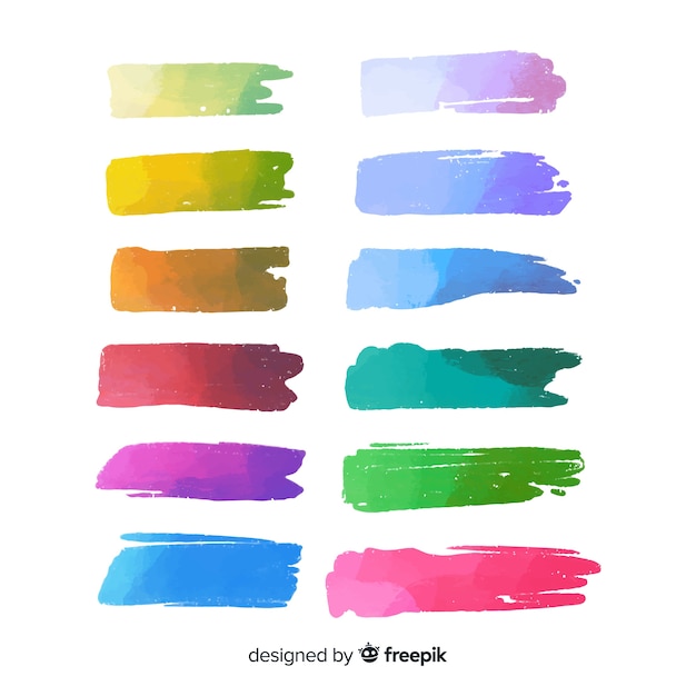 Vecteur gratuit collection de traits aquarelle colorée