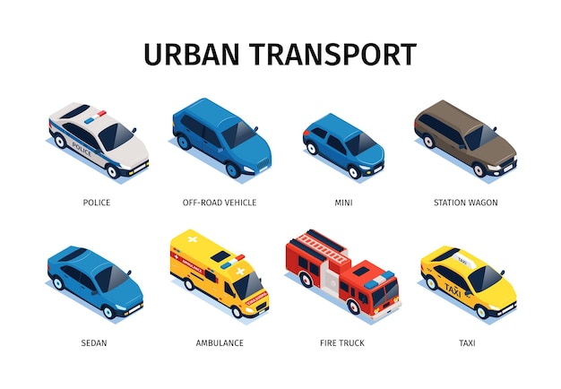 Vecteur gratuit collection transport public urbain