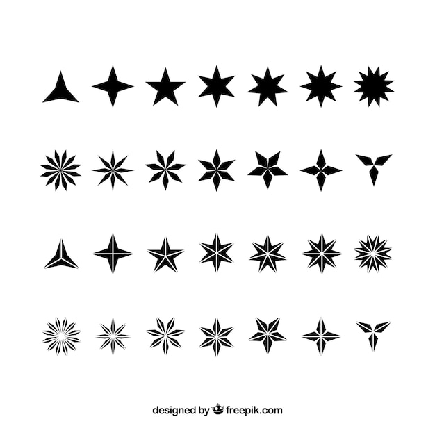 Vecteur gratuit collection de types d'étoiles
