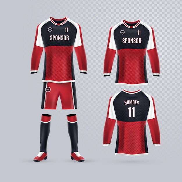 Vecteur gratuit collection d'uniformes de football