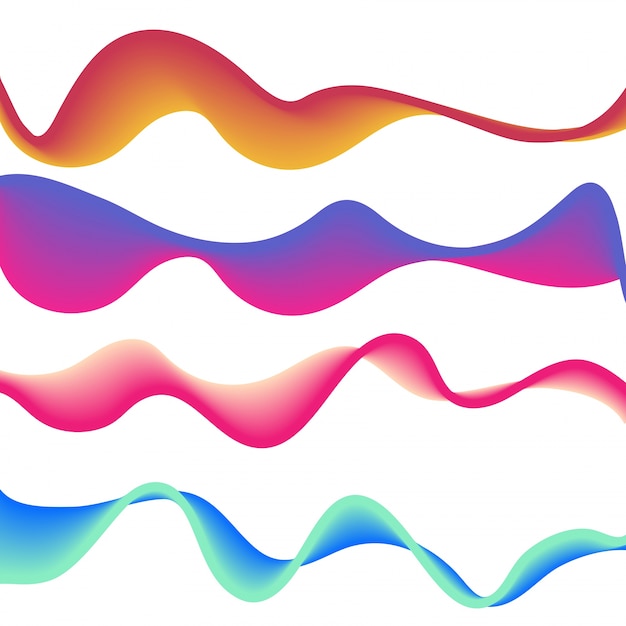 Vecteur gratuit collection de vagues brillantes colorées.