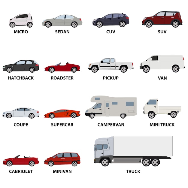 collection de véhicules de transport