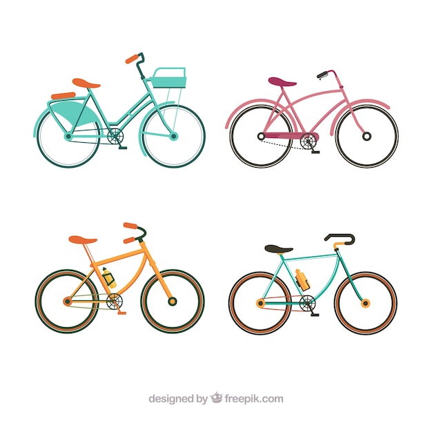 Vecteur gratuit collection de vélo avec un style coloré