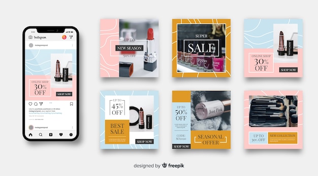 Vecteur gratuit collection de vente de mode après instagram