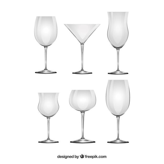 Collection de verres à vin dans un style réaliste