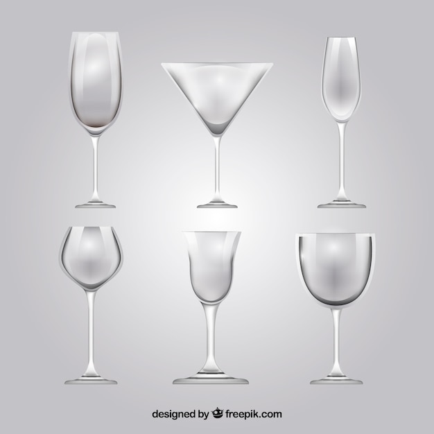 Collection De Verres à Vin Dans Un Style Réaliste