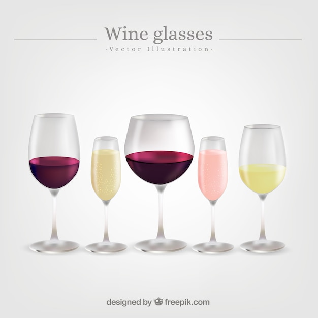 Vecteur gratuit collection de verres à vin dans un style réaliste