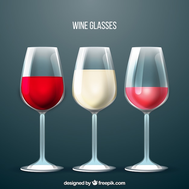Vecteur gratuit collection de verres à vin dans un style réaliste