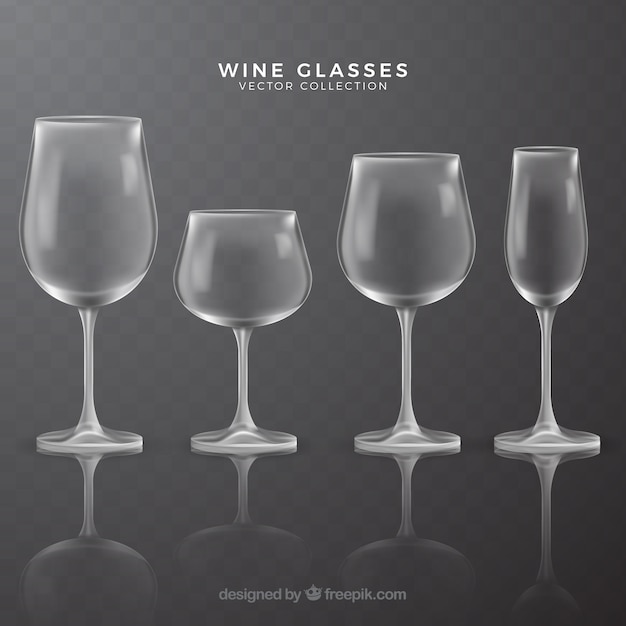 Vecteur gratuit collection de verres à vin dans un style réaliste