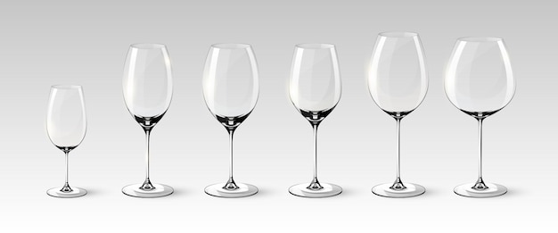 Vecteur gratuit collection de verres à vin vides