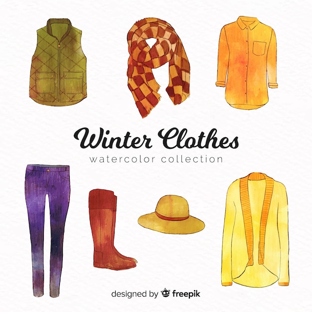 Vecteur gratuit collection de vêtements d'hiver aquarelle moderne