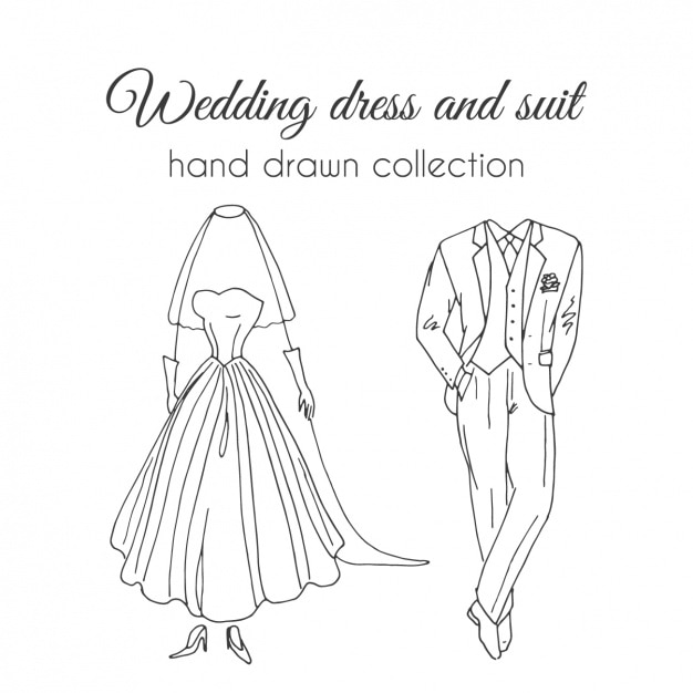 Vecteur gratuit collection de vêtements de mariage dessinés à la main