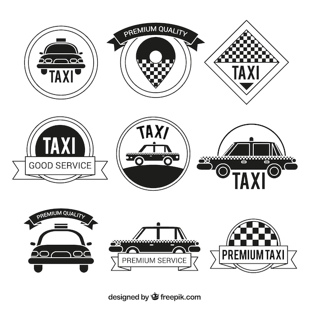 Vecteur gratuit collection vintage de badges de taxi