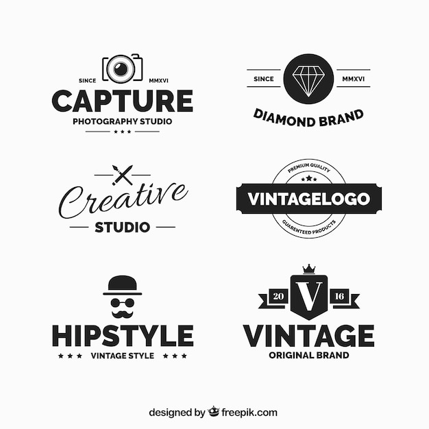 Vecteur gratuit collection vintage de logos fantastique