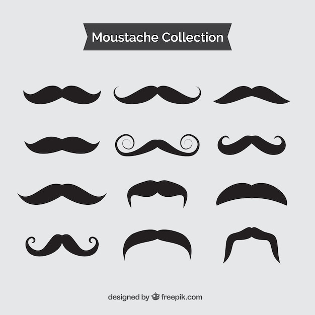 Vecteur gratuit collection vintage moustache noire