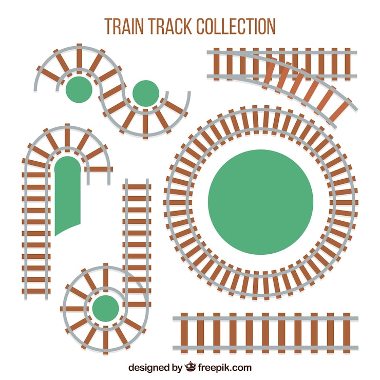 Vecteur gratuit collection de voies ferroviaires